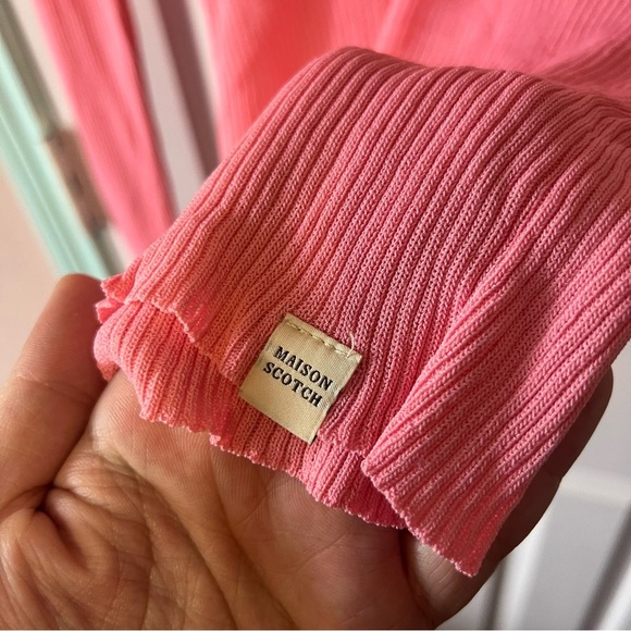 Maison Scotch Pink Ribbed Turtleneck Long Sleeve Top Size XS - Picture 6 of 11